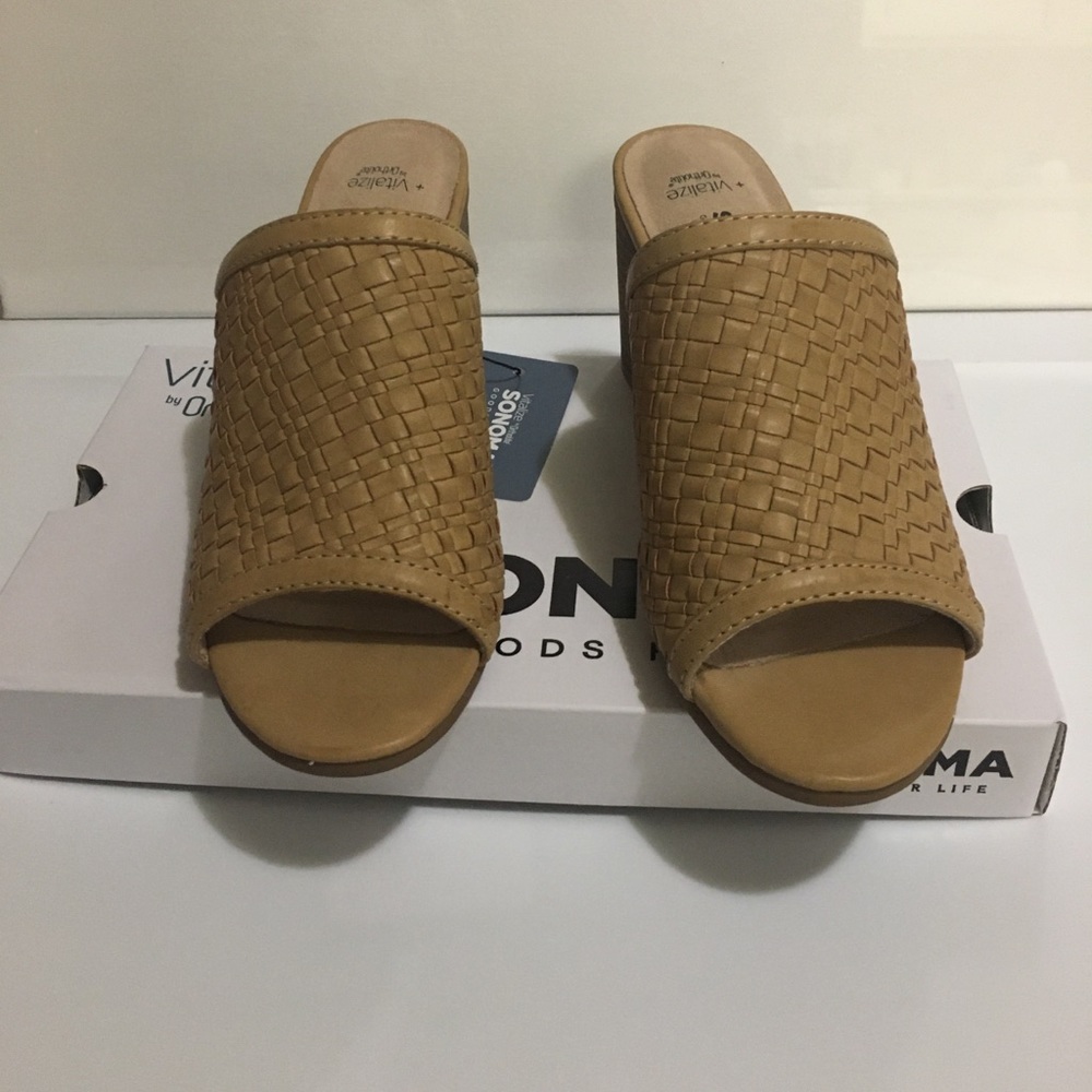 Sonoma Woven Tan Open-Toe Block Heel Sandal - Picture 5 of 13